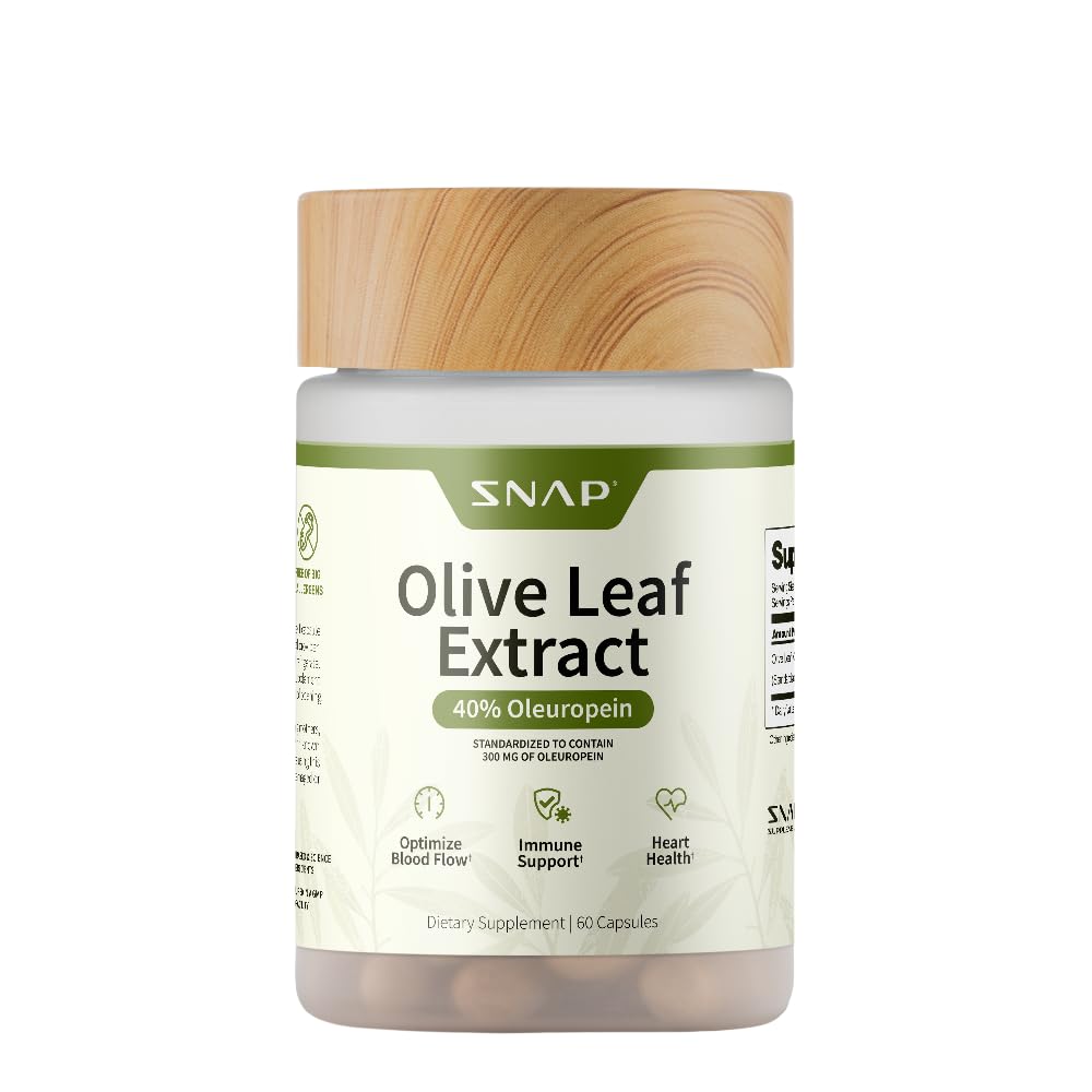 Integratori a scatto Estratto di foglie di oliva capsule - Super Forza 40% Oleuropeina per il supporto del flusso sanguigno, Migliorare la digestione, Antiossidante Boost supplemento, Migliorare la funzione cerebrale (60 capsule)
