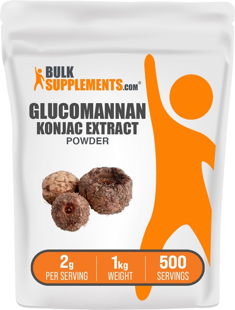BulkSupplements.com Polvere di Glucomannan - da polvere di estratto di radice di Konjac, integratori di Glucomannan - senza glutine, 2g per porzione, 1kg (2.2 lbs) (pacchetto di 1)