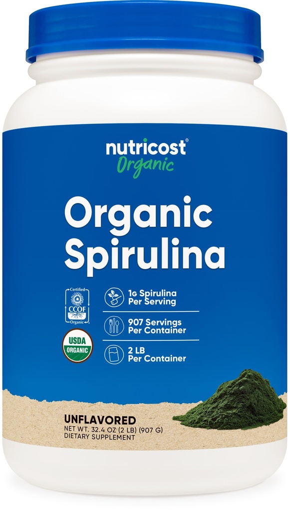 Polvere di Spirulina Organica Nutricost 2 LB - Spirulina Organica Pura e Certificata