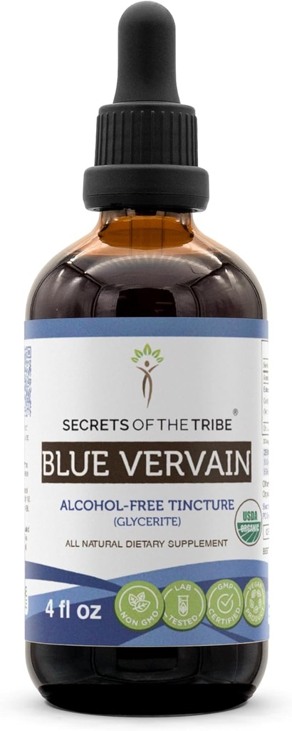 Secrets of the Tribe Blue Vervain USDA Organic | Alcohol-Free Extract, High-Potency Herbal Drops