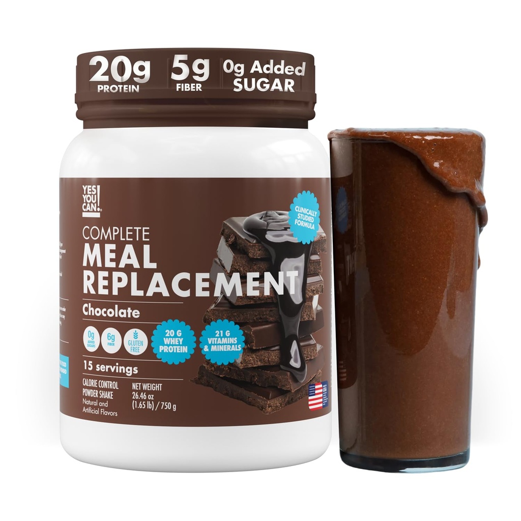 Si' che puoi! Agitazione di sostituzione del pasto - 20G Protein, 5G Fibra, 21 Vitamine & Minerali, 0G Aggiunto Zucchero - Polvere proteica di sostituzione del pasto - Nutrizione completa all-in-One - 15 Serve (Chocolate)