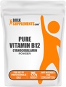 BulkSupplements.com Polvere di vitamina B12 pura - come Cyanocobalamin, integratori di vitamina B, supplemento di Cyanocobalamin B12 - prodotto puro, selezioni multiple, 25g (0.88 oz) (pacchetto di 1)