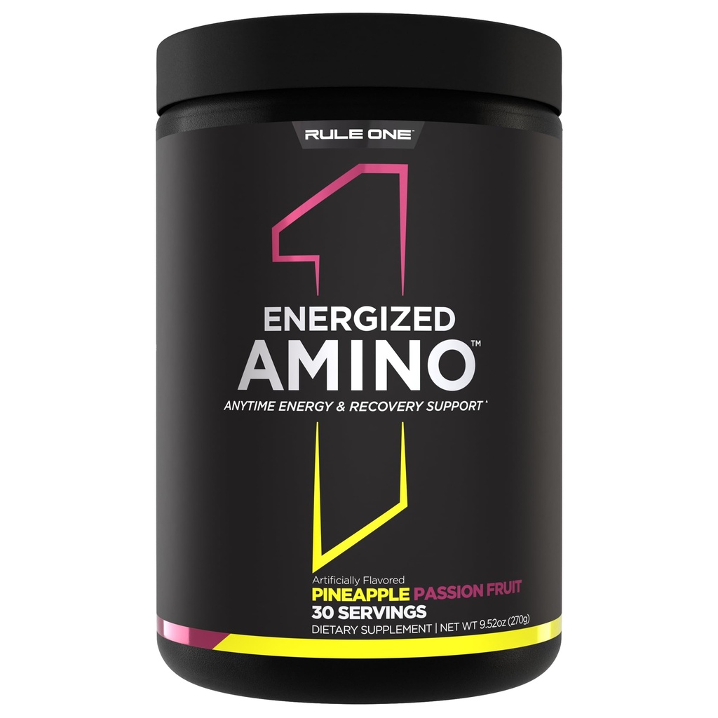 Regola 1 Proteine Amino Energizzato – In qualsiasi momento Energy & Recovery Support con BCAA, Glutamina, Citrullina, Beta Alanina, Caffeina da Green Coffee & Tea Leaf Extracts (30 Serving, Pineapple Passionfruit)
