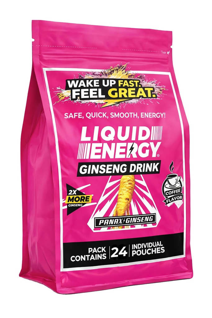 Vital 4U® Liquid Energy Shot - Ginseng, B Vitamine, Naturally Sweetened, Caffè Aromat, 24 ct