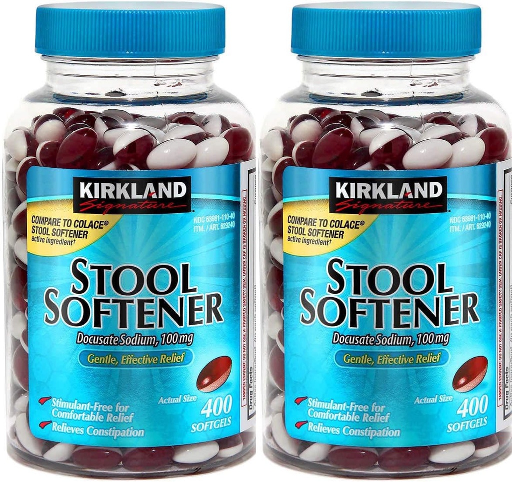 Kirkland Firma Sgabello Softener Docusate Sodium 100 Mg, 800 Softgels/2Bottle