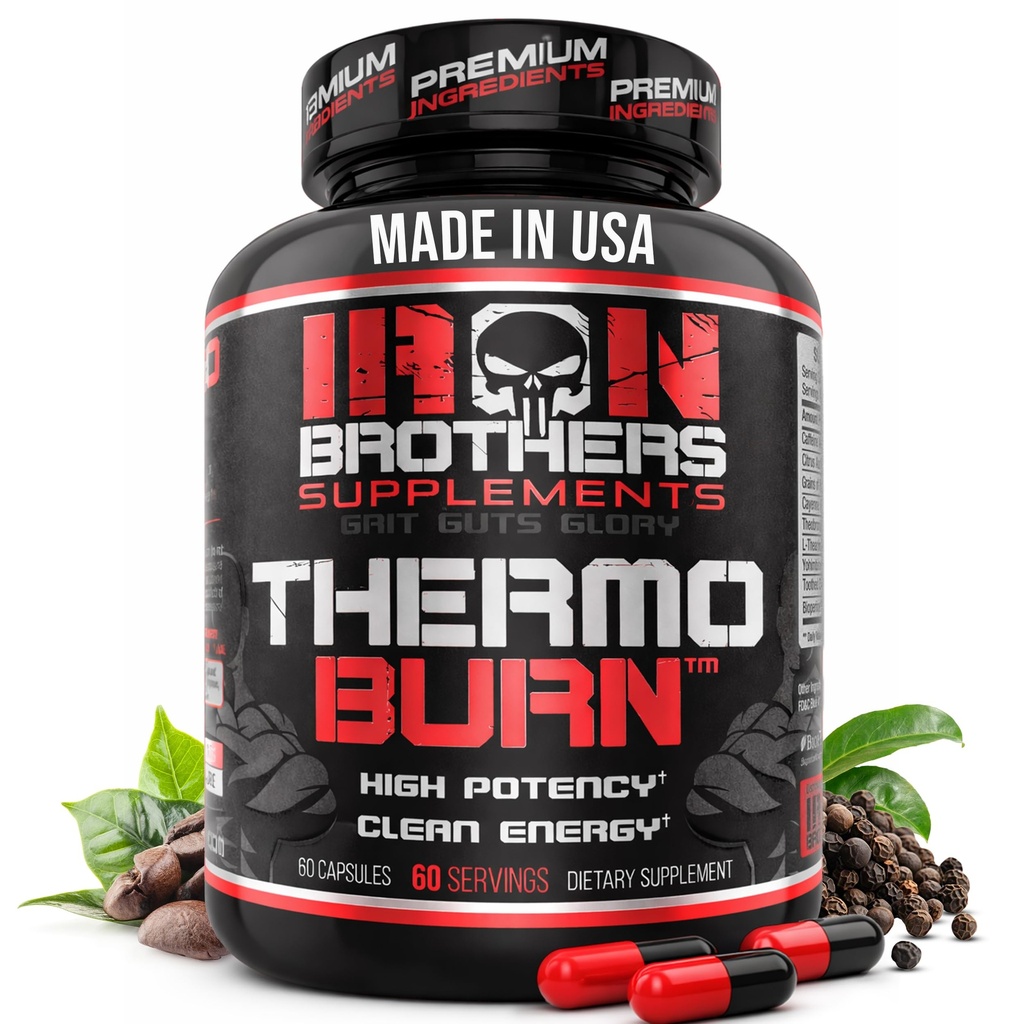 Iron Brothers Thermo Burn Hardcore Fat Burner – High Stim Thermogenic con Yohimbine HCl, Grains of Paradise & Caffeine – Metabolism Booster & Appetite Control – 60 capsule