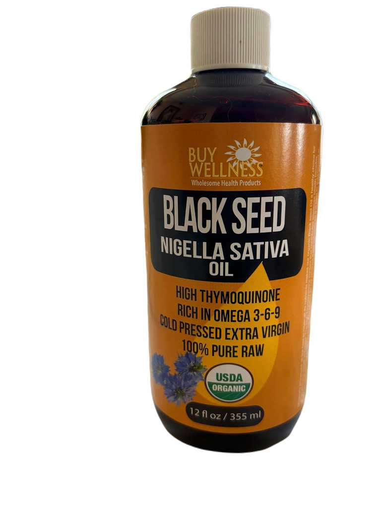 Acquista Wellness Organic Blackseed Cold Pressing Oil Nigella Sativa Pure Black Cumin Oil High Thymoquinone, Potente Omega ricco olio 12 oz