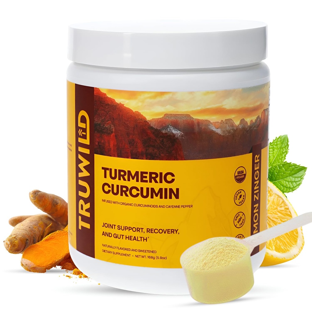 TruWild Vegan curcuma curcuma bere miscela polvere con curcuminoidi organici pepe nero zenzero per sostenere benessere e salute comune, tutto naturale Made in USA, 20 porzioni