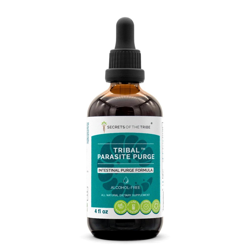 Segreti della Tribe Tribal Parasite Alcohol-Free Extract, High-Potency Herbal Drops, Tincture Fatto da Mirtillo, Aglio, Noce Nera, OSHA, Wormwood, Zucca. Intestinal Purge Formula 4 oz