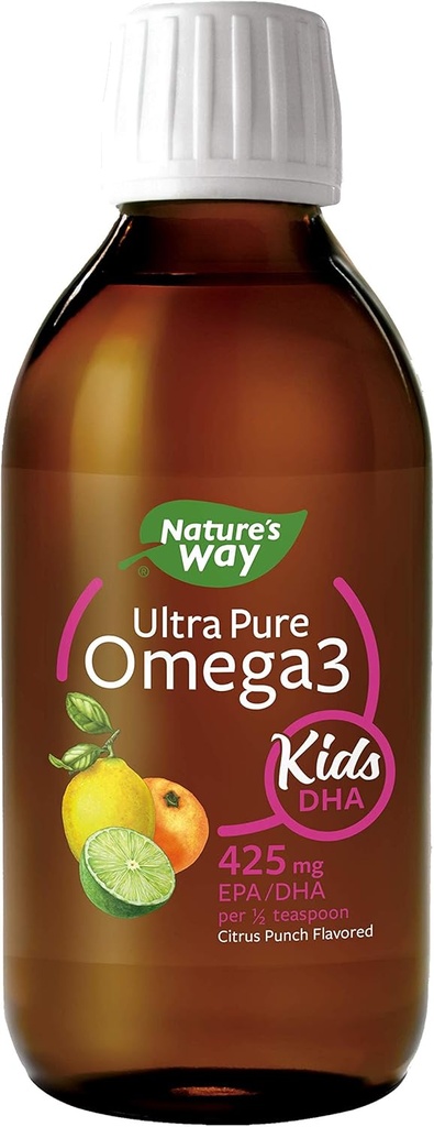 Ultra Pure Omega-3 bambini DHA Liquid Fish Oil Supplemento, Citrus Punch Flavor, 8 Fl Oz