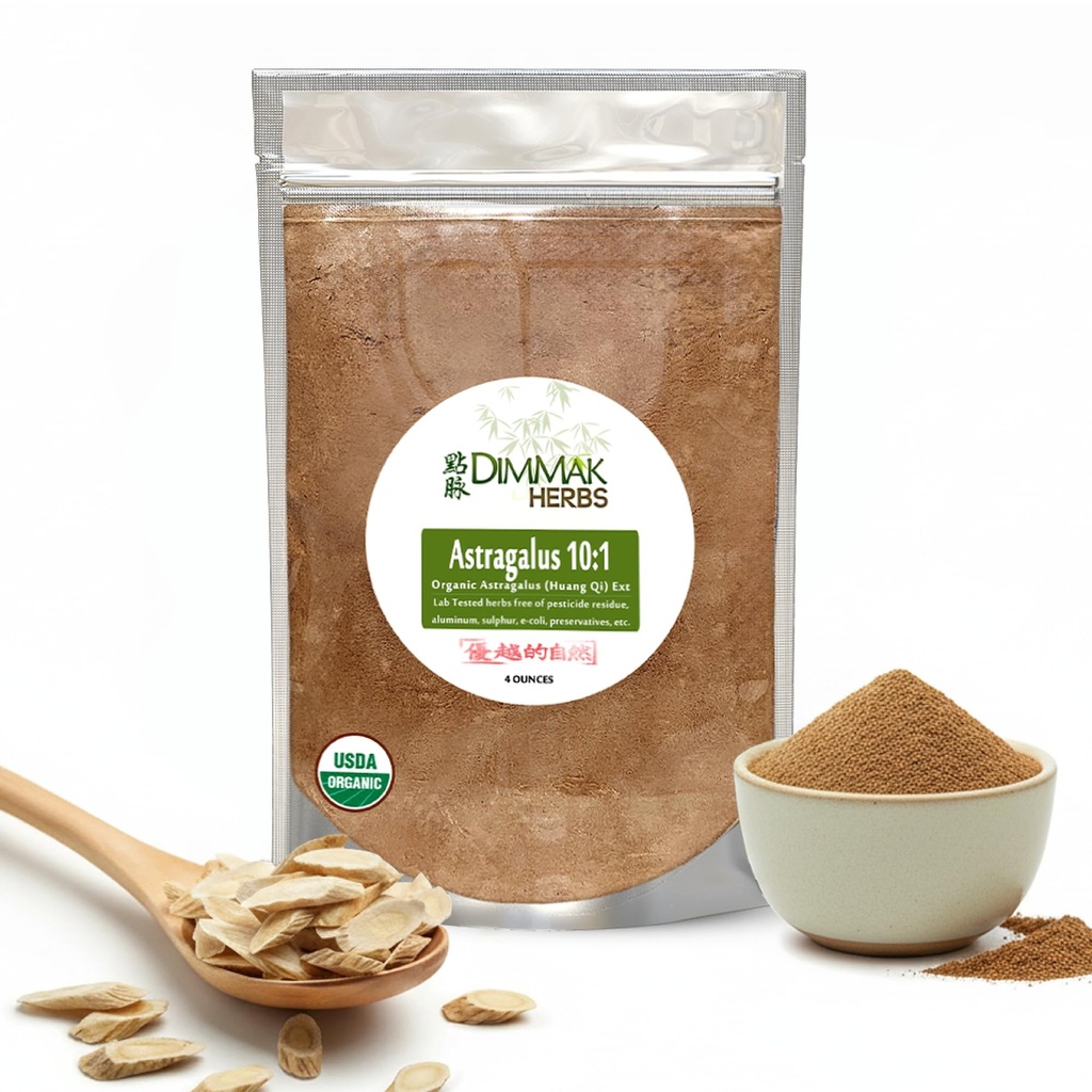Polvere di estratto di Astragalus 10:1 di Astragalus organico | Granule di concentramento di Huang Qi | Lab testato, USDA Organic 4oz / 112g da Erbe Dimmak