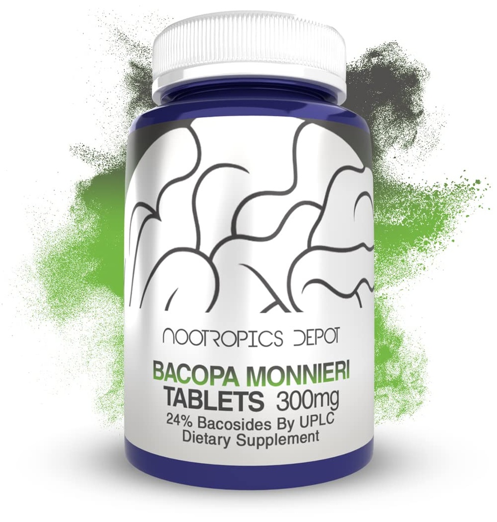 Bacopa monnieri Extract Tablets | 240 Count | Minimo 24% Bacosides | Maggio Aiuto Supporto Funzione cognitiva | Maggio Aiuto Support Stress Management