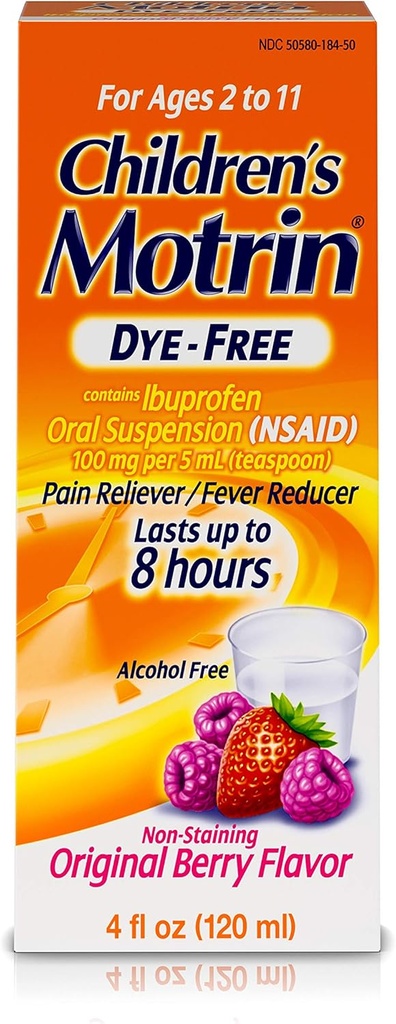 Medicina della sospensione orale per bambini Motrin per bambini, 100mg Ibuprofene, Aroma di bacche, 4 fl. oz