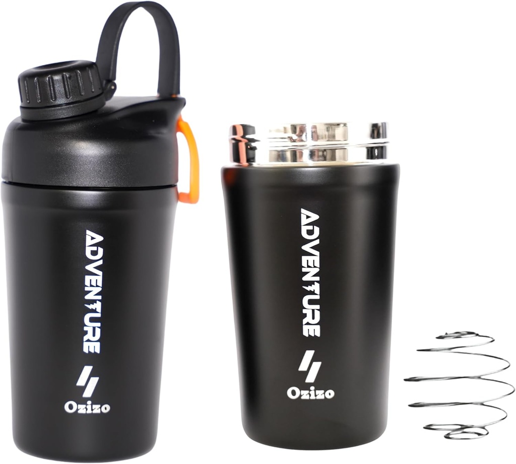 Ozizo Protein Mixing Cup per Miscele Proteine – 20 once in acciaio inox Protein Shaker Bottiglia, Isolato, Proof Leak, Odor Resistant, Piccolo Miscelatore di Palestra per Uomini, Donne, Ragazzi, Ragazze, Bevande calde e fredde