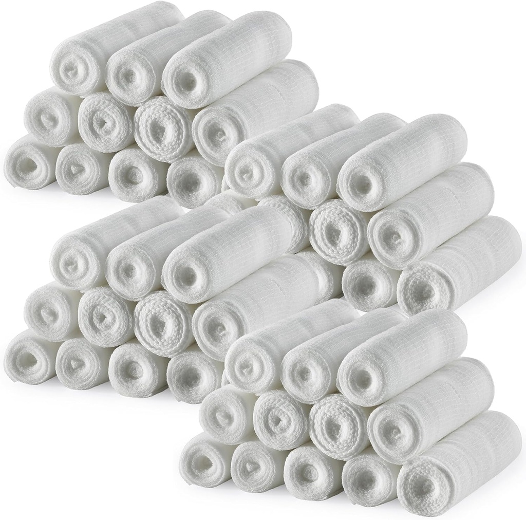 MEDca Gauze Bandage Rolls - 48 Pack, 4 in x 4.1 Yards, Gauze di grado medico e bendaggio elastico per il vestito e il kit di pronto soccorso
