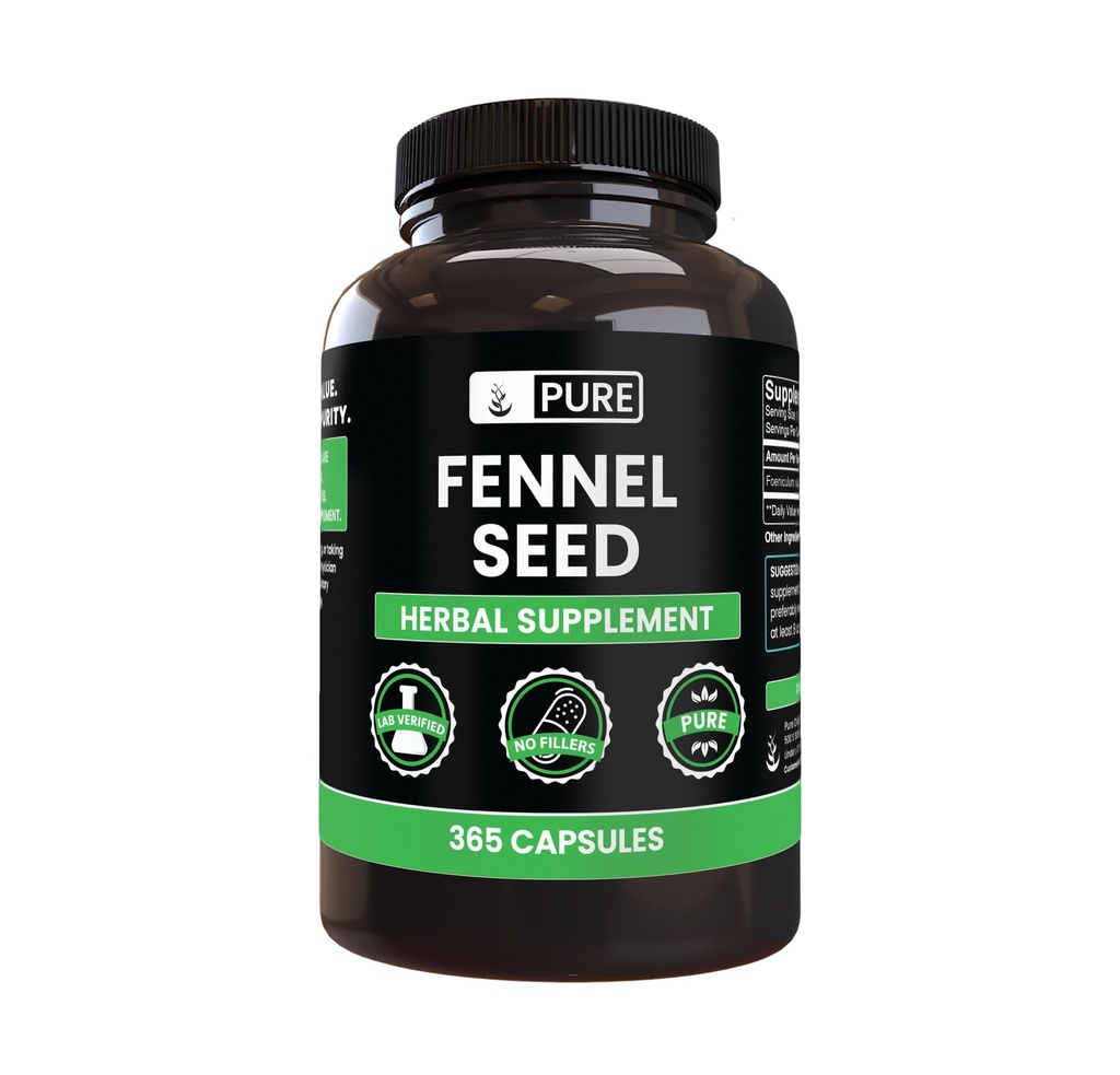 PURE ORIGINAL INGREDIENTI Semi di finocchio (365 capsule), nessun filler di magnesio o di riso, sempre puro, verificato il laboratorio