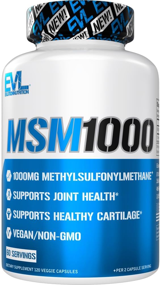 Valore nutrizionale MSM1000-1000 MG Methylsulfonylmethane Supplement - Supporto per la salute comune - Supplemento per la carilage - Vegan + Capsule MSM non OGM - 60 Serve