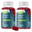 VITEEY Vitamin D3 K2 Gummies - 1000 IU Vitamin D3 e K2 100mcg - Bone & Heart Health for Adults and Teens - Vegetariano, Gelatin Free, GMO Free - Tasty Chewable D3K2 Vitamine Gomma aromatizzata alla fragola