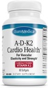 EuroMedica A•D•K2 Cardio Health - Cardio Health &amp; Vascular Elasticity and Strength Support - Integratore di supporto cardiovascolare con Vitamine A & D3 - Supporti Elasticità Sangue - 60 Softgels