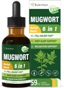 Mugwort Herb Liquid Drops for Sleep Support, Mugwort Leaves(Artemisia vulgaris) Tutto in 1 Formula per il supporto di rilassamento, Integratore di erbe con Valerian Camomilla Tulsi Lavender Extract.2oz