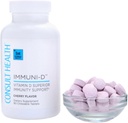 Consultare la Salute IMMUNI-D Vitamina D Supporto Superiore Immunità Chewable Tablets Cherry Flavor – Zinco – Elderberry Fruit - Supporto alimentare - 90 Conte (1 Confezione)
