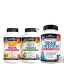 BioSchwartz Daily Fruits and Veggies Supplemento per le donne e gli uomini (1 mese di fornitura) Plus Bone Strength Mineral Supplement with Calcium and Magnesium (1 mese di fornitura)