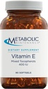 Vitamina E Complex (tocoferoli misti) 400 IU con D-Alpha D-Beta D-Gamma + D-Delpha Supplemento - Cardiovascolare + Supporto antiossidante (90 capsule)