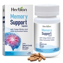 HERBION Naturals Memory Support Capsule, Aiuta a migliorare la funzione cerebrale e la consapevolezza assennata, mantiene livelli di umore sani con Ginkgo Biloba, per adulti, 60 conte, Confezione da 1