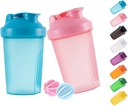 Shaker Bottiglia Proteine Shaker e 16-Ounce/400ML Shaker-Bottle con palle di whisky, plastica non-BPA (Blue+Pink(2PCS)))