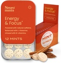 NeuroGum Energy Caffeine Mints (144 Pezzi) - Zucchero Libero con L-teanina + Caffeina naturale + Vitamina B12 & B6 - Nootropic Energy & Focus Supplemento per Donne & Uomini - Keto & Vegan, Cinnamon Flavor