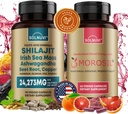 Ultimate Antiossidante Bundle - Shilajit Pure Himalayan Organic & Morosil - Acido Fulvic Trace Minerals, Moss del mare irlandese, Ashwagandha, Rame, Radice della barbabietola - Non OGM, Gluten-Free, Vegan Supplement