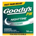 Polvere notturna di Goody, dolore Reliever & Sleep Aid con Acetaminophen & Diphenhydramine Citrato, Caffeina Free, 16 Conte