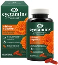 eyetamins Vision Support - 60 Capsules‚ Oftalmologist-Formulato - 2X Lutein e Zeaxanthin di Marchi Leader - Plant-Based, Natural - Vegan e Non-GMO Formula (60 Conte)