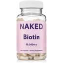 NAKED Biotin 10.000mcg - Max Strength Vitamin B7 Supplemento per capelli sani, Skin & Nails Support - Non OGM, Gluten-Free, Vegan - Supporta la produzione di Keratin - 120 Capsule
