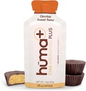 Huma Plus (Double Electrolytes) - Gel Chia Energy, Burro di arachidi al cioccolato, 12 Gel - Amichevole di stomaco, Gel di energia alimentare reale