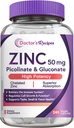 Ricette del medico Zinco 50mg, Altamente assorbibile Zinco Picolinato & Gluconato, Supporta la difesa immunitaria naturale, DNA & Protein Formazione, Crescita cellulare, Non OGM, 240 capsule vegetali