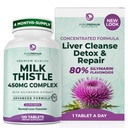 PurePremium Milk Thistle Supplemento – Detox & Repair per la pulizia del fegato, 80% Silymarin Standardized Extract – 450mg Complex Supporta la funzione del fegato normale – Non OGM, senza glutine - 120 alimentazione