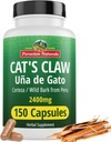 Peruviano Naturals Claw Herbal Supplement 150 Capsules - Uña de Gato 2400mg di Vegan, 100% Natural Cats Claw Bark Cresciuto in Perù, Non OGM, Uncaria Tomentosa UNA de Gato