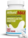 Milkaid Max Capsules per Lactose Intolerance Relief with Lactase Enzyme, Integratore alimentare per aiutare a prevenire il gas, Bloating & Diarrhea a causa della sensibilità al lattosio | 9000 ALU (60 capsule, non aromatizzati)
