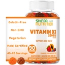 SHIFAA NUTRITION Vitamina vegetariana D3 Gummies per adulti e bambini | 45-90 Serve, 2000IU / 1.000IU | Non OGM, senza glutine, senza gelatina-Free | Supporta ossa, muscoli e vitamine del sistema immunitario