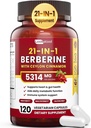 21-in-1 Berberina Supplemento con Ceylon Cinnamon - 1500mg Organic Berberine HCL Phytosome, 5X Assorbimento Superiore per il supporto Metabolismo 100 capsule