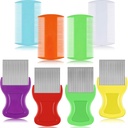 Maitys 8 pezzi di pile Lice Combs doppio Sided Lice e Nit rimozione capelli Grooming plastica e metallo Pettine per gli animali umani(3.5 x 2 pollici, 3.54 x 1.57 pollici, Arancione, Blu, viola, bianco)