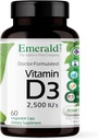 EMERALD LABS Vitamina D3 2.500 IU's - Supporta ossa, denti, muscolo, cuore e salute immunitaria - Supplemento dietetico Premium - 60 capsule vegetali (alimentazione di 60 giorni)