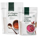 Peptidi di collagene di erba naturale Clean, Peptidi di collagene di erba naturale + unflavored Organic Whey Protein Bundle – Organico, Non OGM Whey Protein & Hydrolyzed Tipo I e III Collagen – 13.8 Ounce Bag e 11.7 Ounce Bag