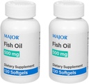 MAJOR Fish Oil 500mg Softgels - Omega-3 Fish Oil Supplement - Integratore alimentare - 130 Conte (2 Confezione)