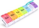 AUVON Weekly Pill Organizer Arthritis Friendly, BPA Free Travel 7 Day Pill Box Case con Spring Open Design e Large Compartment per tenere vitamine, Cod Liver Oil, Supplementi e farmaci