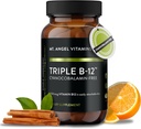 Mt. Vitamine Angelo - Triple B-12 Dots | Dots Fast-Dissolving, Miscela di Methylcobalamin, Adenosylcobalamin & Hydroxocobalamin, Supporta l'energia e la salute del sistema nervoso – 60 Dots