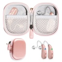 GETGEAR Progettato Custodia protettiva per apparecchi acustici, Amplificatore acustico, Amplificatore sonoro personale, Dispositivo uditivo, Dispositivo di ascolto, Forte Mini caso con tasca in rete (Rose Gold