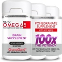 CLINICALLY Proven (3-mese di alimentazione) Integratori del cervello con Anti invecchiamento, Pillole di memoria, Omega 5 Pomegranate supplemento, 3 bottiglie 60ct ogni