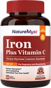 Supplemento di ferro delicato per gli uomini delle donne, 27 mg di ferro Bisglycinate Plus 120 mg di vitamina C, amichevole di stomaco, assorbimento ottimale e pillole di ferro non costipanti, senza glutine, non OGM, 60 tappi vegani